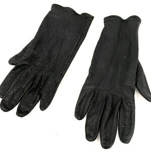Vintage 90s Black Genuine Leather Minimalist Snap Closure Driving Gloves
